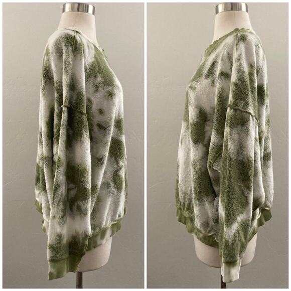 Free People Kelly Washed Tie Dye Set Sweatshirt Shorts Army Green Women's XS NWT - Picture 5 of 14